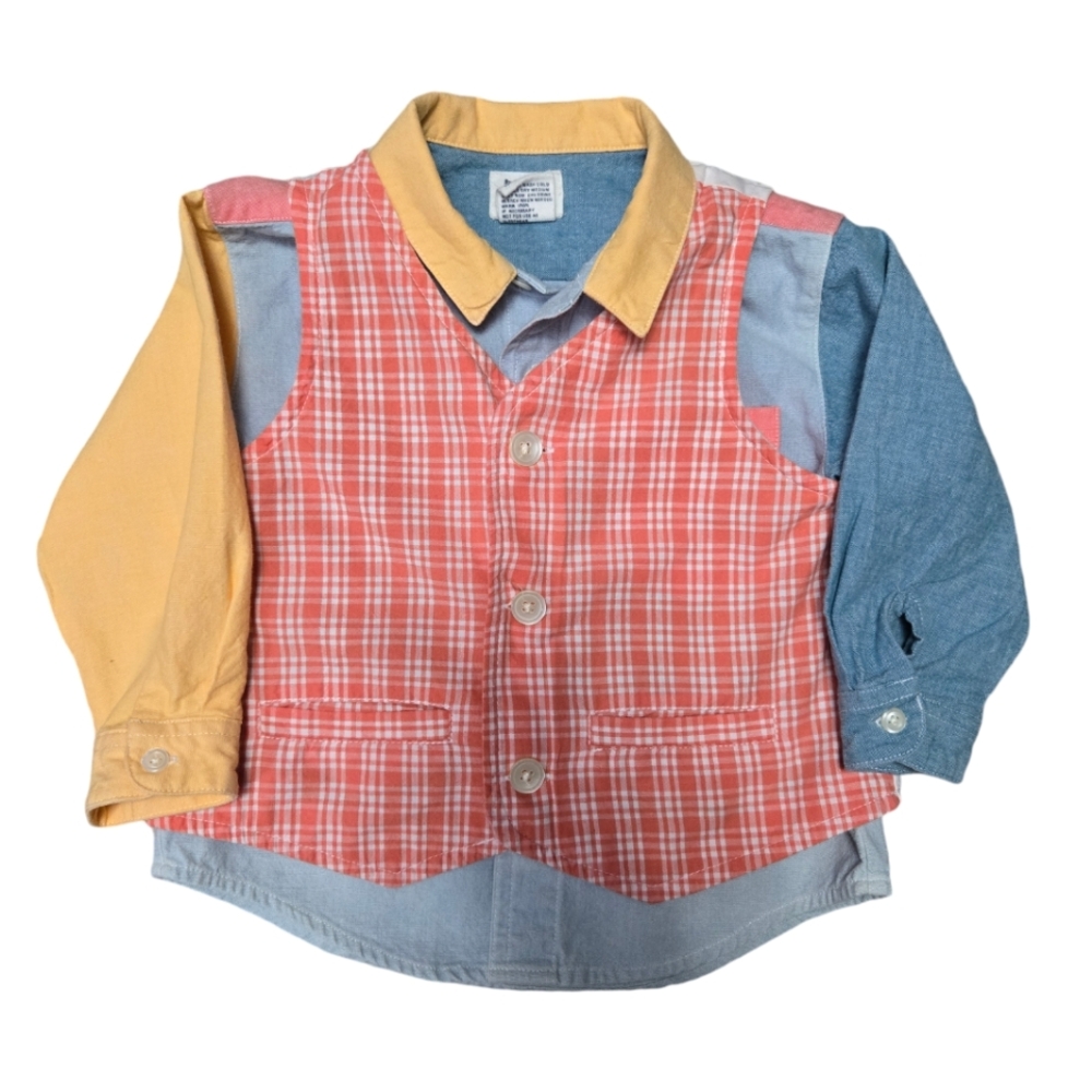 Vintage 1990s Y2K Baby Gap 2-piece button down shirt and vest set